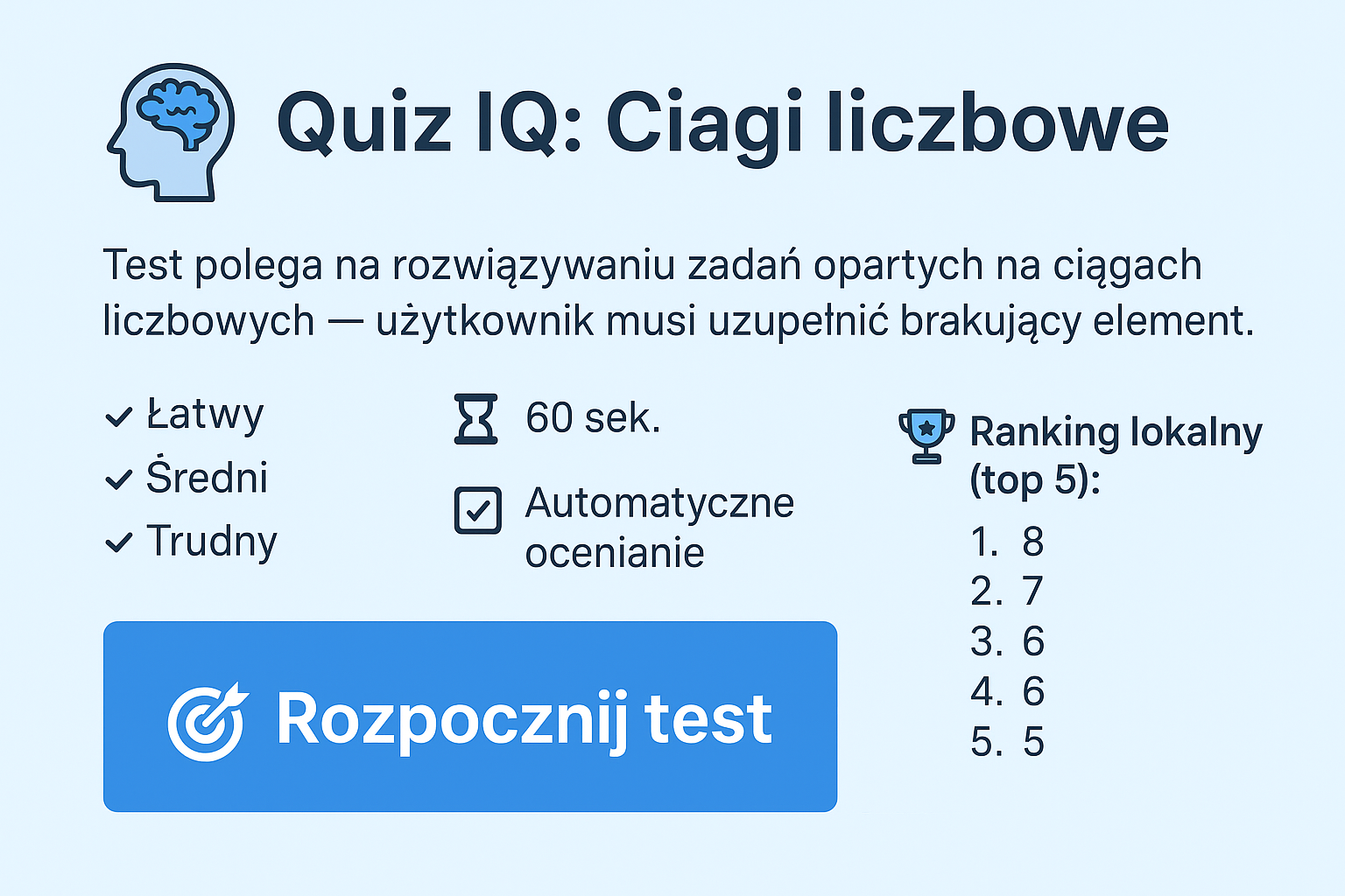 Quiz Ciąg Liczb - Testy Psychologiczne